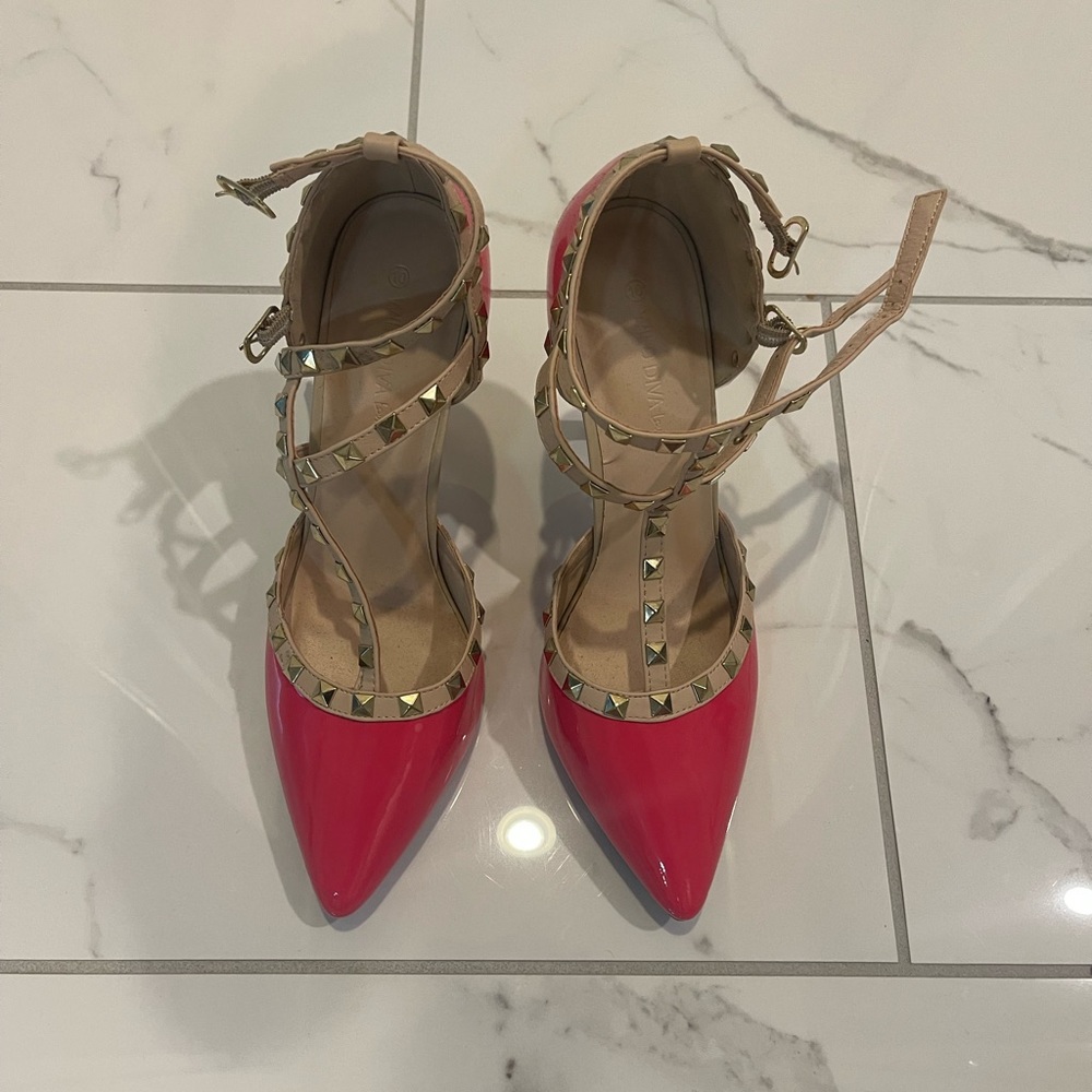 Pink Stiletto Studded Pumps
